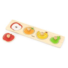 Infants Toddlers: Wooden Fruit Knob Puzzle 4pc - Viga