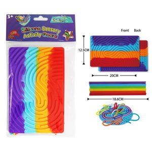 Threading Materials: Sensory Activity Board Rectangle Rainbow