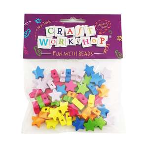 Wooden Craft Beads Stars 1.5cm 60pc - Craft Workshop