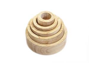 Natural Wooden Stacking Bowls 5pc - QToys