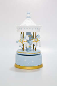 Movement Sound: Blue Carousel Wooden Music Box