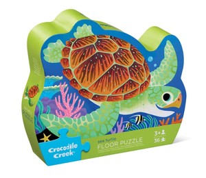 Picture Puzzles: Foil Sea Turtle Shaped Box Puzzle 36pc - Crocodile Creek