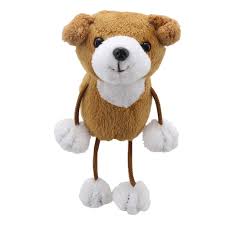 Storytelling: Brown and White Dog Finger Puppet - The Puppet Company
