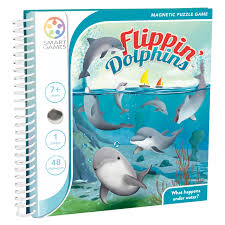 Manipulative Materials: Flippin Dolphins Magnetic Travel Game - Smart Games