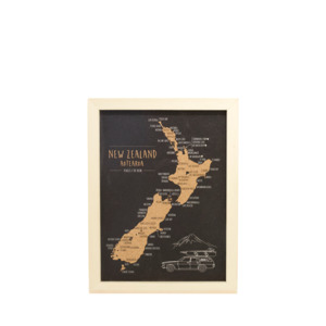 NZ Map A4 Cork Pin Board - Moana Rd