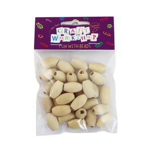 Collage: Craft Beads Oval Wooden 2cm 30pc - Craft Workshop