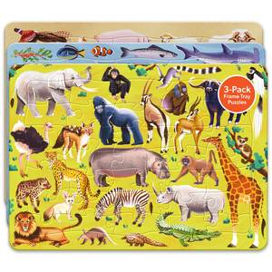 Puzzles: Frame Tray Puzzle 3-Pack - Animals - Hinkler