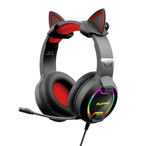 Headsets: PLAYMAX CAT EAR HEADSET - BLACK