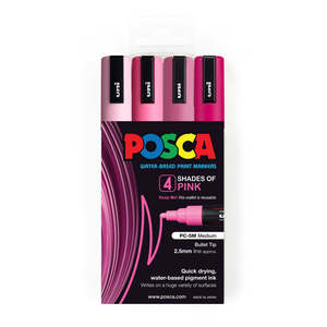 Uni Posca Marker 1.8-2.5mm Med Bullet 4 Pack Shades of Pink PC-5M