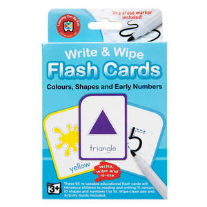 Maths 1: Write & Wipe Flashcards Colour Shape Number w/Marker