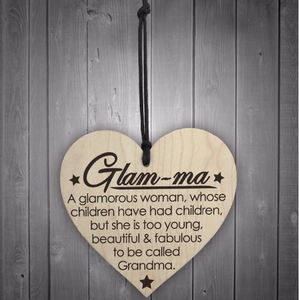 Wooden Gift Tab: Glam-Ma Fabulous Grandma Wooden Gift Plaque