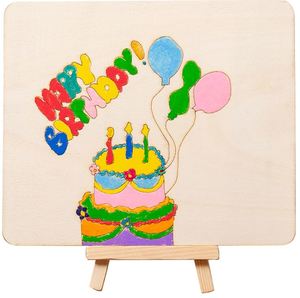 Wooden Board: Happy Birthday Wooden Board Painting