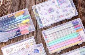 Transparent Plastic Storage Pen Box (Flat)