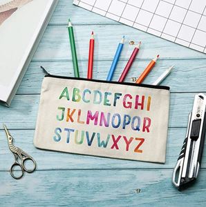 Canvas Pencil Case - Cotton Canvas Bag with Black Zipper