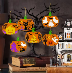 Wooden Items Paint Craft: Wooden Pumpkins Ornaments to Paint Halloween - 6 Pieces