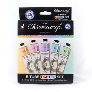 Paint Canvas: Chromacryl Acrylic Paint 5 X 75ml Set Pastel Colours