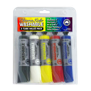 Chroma Kidz Washable Acrylic Fluoro Paint 5 X 75ml Set