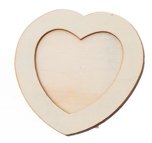 Wooden Items Paint Craft: Heart Shape Wooden Photo Frame (1pc)