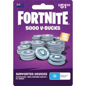 Digital Gift Card: Fortnite 5000 V-Bucks - Digital Processing Fee Included
