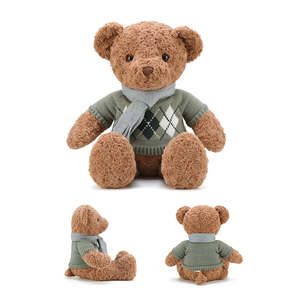 28" Scarf Sweater Teddy Bear - Chocolate