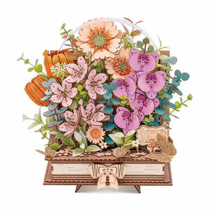 Building And Construction: Robotime Rowood Wooden Blooming Book DIY Flower Bouquet 3D Puzzle TW04H (Pre-Order)