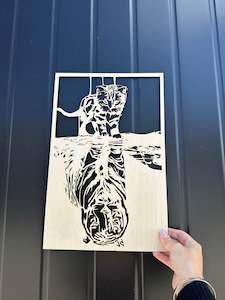 Wood Collection: Kitten Tiger Reflection