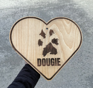 Pets: Custom Etched Paw Print Heart