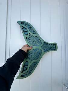 3d Wood: Blue- Green 3D Wooden Whale Tail