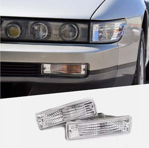 Indicator Lights: Clear Front Bumper Indicator signal light for 1988-1993 Nissan S13 Silvia
