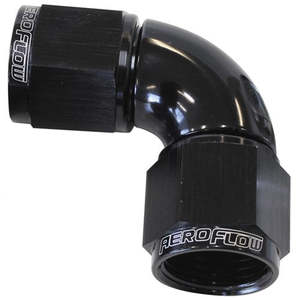 Aeroflow: Aeroflow 90° Full Flow Female Coupler -8AN - AF583-08BLK