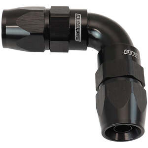 Aeroflow: Aeroflow 590 Series PTFE 90° Dual Hose Ends -6AN Black Finish - AF593-06-06DBLK