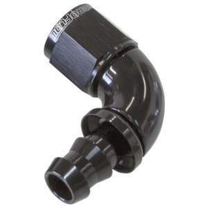 Aeroflow: Aeroflow 510 Series Full Flow Tight Radius Push Lock 90° Hose End -8AN Black - AF513-08BLK