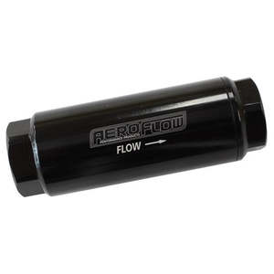 Aeroflow: Aeroflow 60 Micron Pro Filter - Black -8AN ORB Inlet/Outlet Ports, 3-1/2" x 1-1/4" - AF66-2042BLK