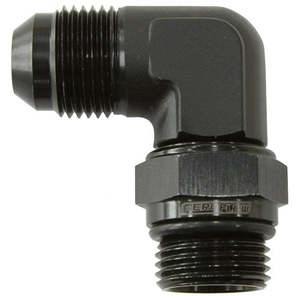 Aeroflow: 90° ORB Swivel to Male Flare Adapter -8ORB to -8AN Black Finish - AF949-08BLK