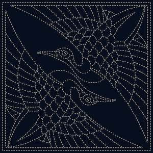 Sashiko Cloth Preprinted - Two Cranes