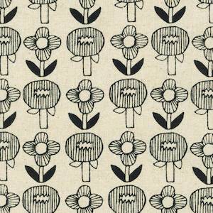 Sevenberry Cotton Flax Prints - Natural Flowers