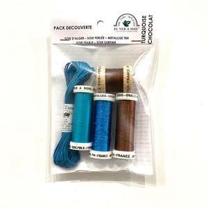 Discovery Pack Silk Threads Ribbon Copy: Discovery Pack - Turquoise & Chocolate