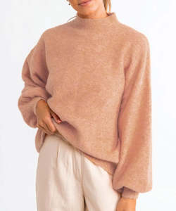 Womens Knitwear Jumpers: Rhythm Golden Age Knit Jumper - Washed Peach