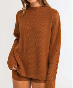 Womens Knitwear Jumpers: Rhythm Classic Knit Womens Jumper - Caramel