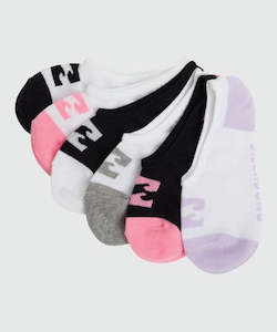 Womens Socks: Billabong Womens Invisible Socks pr - Bright