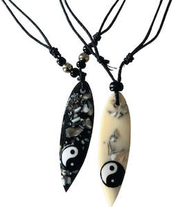 Womens Jewellery: Sunny Panda Ying-Yang Surfboard Necklace