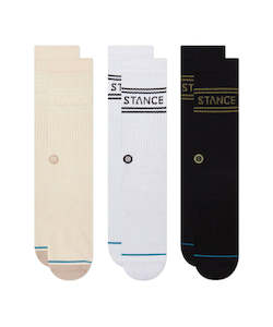Mens Footwear: Stance Basic 3 Pack Crew Socks - Oatmeal