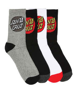 Mens Socks: Santa Cruz Youth Classic Dot 4 Pack Socks - Multi