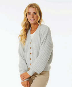 Womens Knitwear Jumpers: Rip Curl Afterglow Cardi - Light Grey Heather