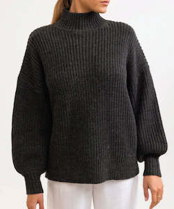 Womens Knitwear Jumpers: Rhythm Lakewood Oversized Knit - Charcoal