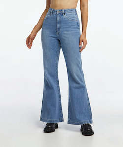 Womens Jeans: Wrangler Lou Lou Flared Women's Jeans - Quarry Blue