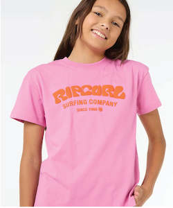 Rip Curl Surf Puff Relaxed Girls Tee - Hot Pink