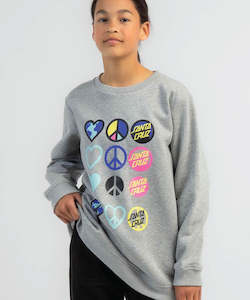 Santa Cruz Peace Dots Oversized Girls Crew Neck - Grey Marle