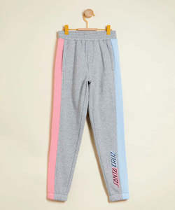Girls Pants: Santa Cruz Altered Strip Track Pants - Grey Marle