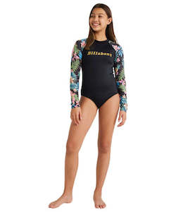 Girls Swimwear: Billabong In Da Jungle LS Bodysuit - Black